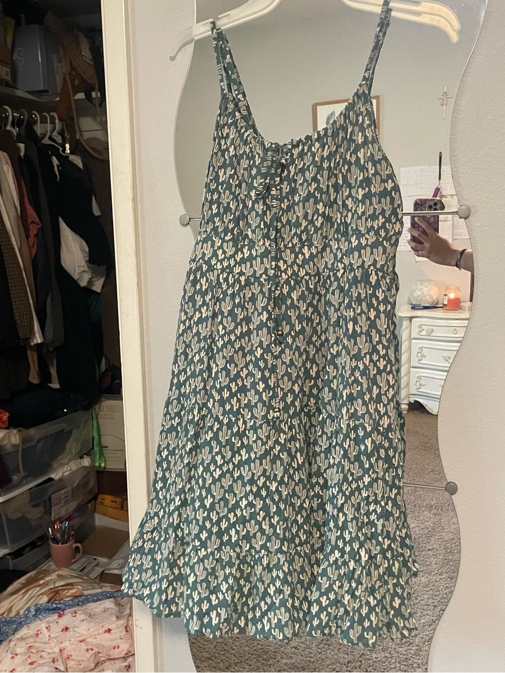 Cactus print  Sundress with Adjustable Straps